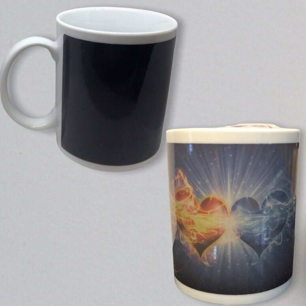 Heat Sensitive Color Changing Heart Mug Novelty Coffee Cup Gift 10 Oz